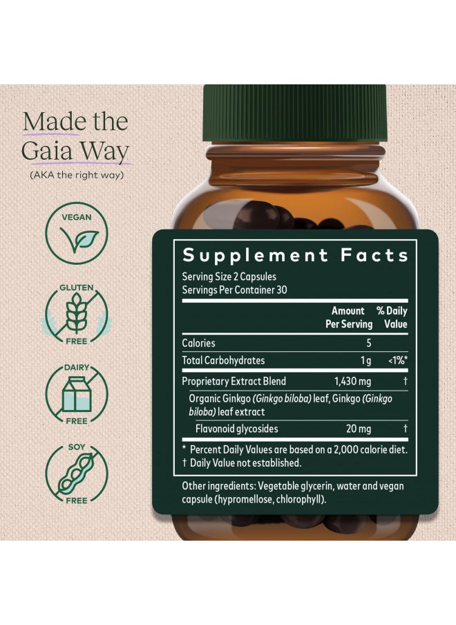 Gaia Herbs Ginkgo Leaf   Traditionally Used To Support Healthy Circulation and Brain Function   Organic, Herbal Supplement   60 Vegan Liquid Phyto Capsules (20 Day Supply)