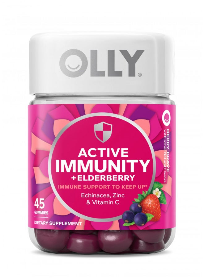 Olly Immunity Gummy, Immune Support, Elderberry, Zinc, Vitamin C, Supplement, Berry Flavor, 15 Day Supply   45 Count