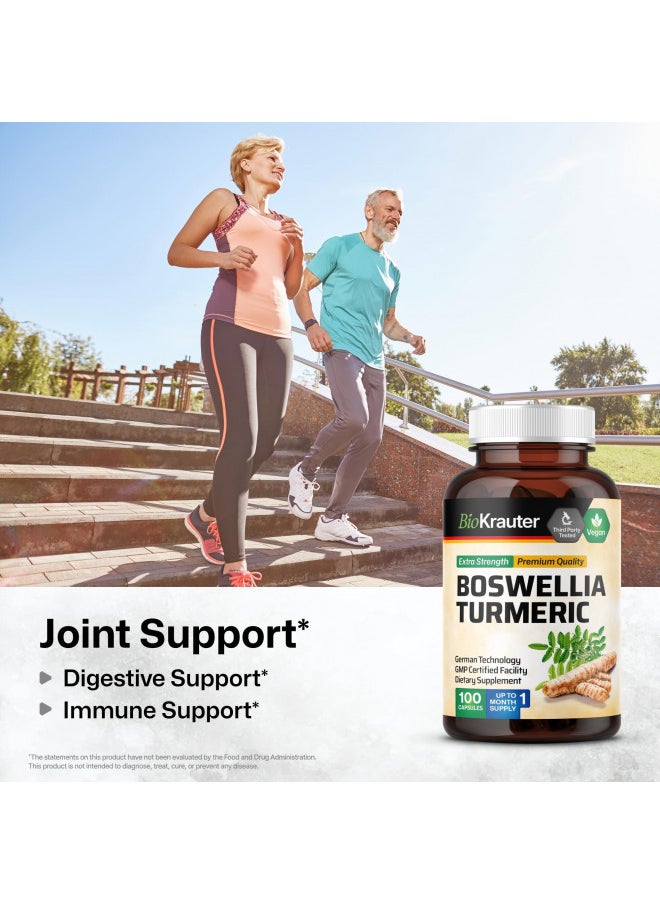 Bio Krauter Turmeric Supplement With Boswellia Extract Capsules   Boswellia Turmeric (Curcumin) 2000 Mg Blend   Joint Support Formula W/Black Pepper   100 Vegan Boswellia Turmeric Capsules