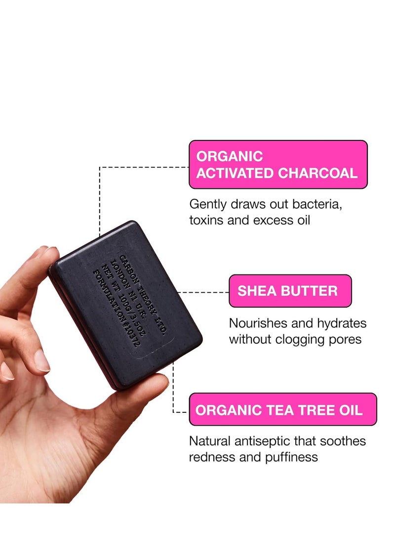 Carbon Theory | Charcoal & Tea Tree Oil Facial Cleansing Bar in Resealable Travel Pack | 100g