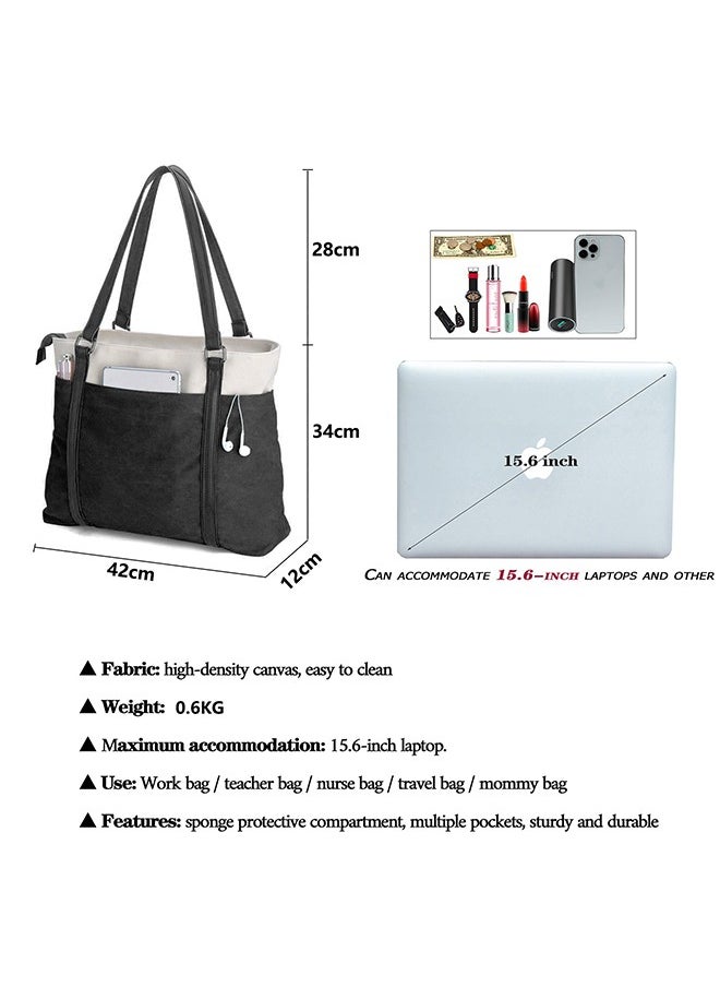 Women Laptop Tote Bag Canvas Tote Bag Women Handbags Big Capacity Fit 15.6 Inch Laptop Daily Shoulder Bag