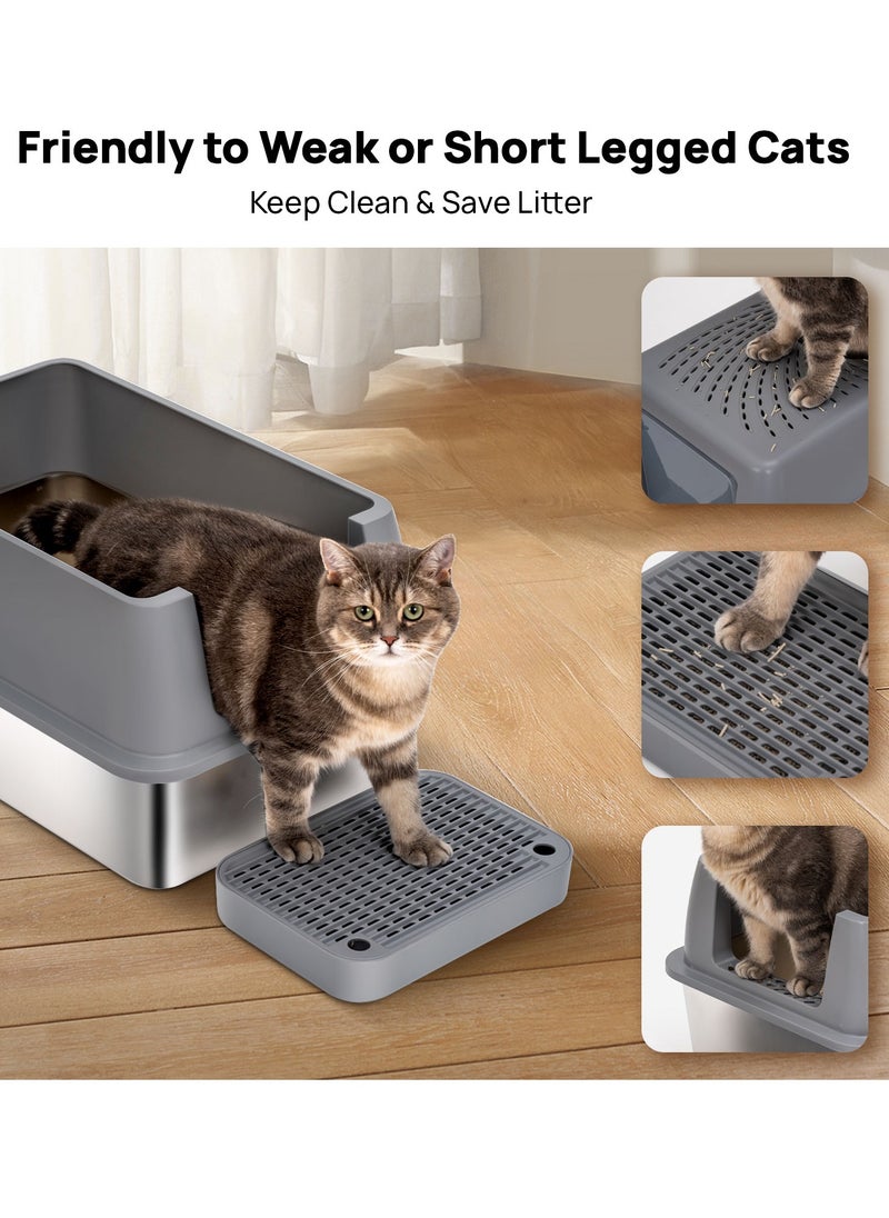 Large Stainless Steel Cat Litter Box Cat Litter Box with Lid Extra Large Litter Box for Big Cats Metal Litter Tray Enclosed Sides Stainless Steel Litter Box