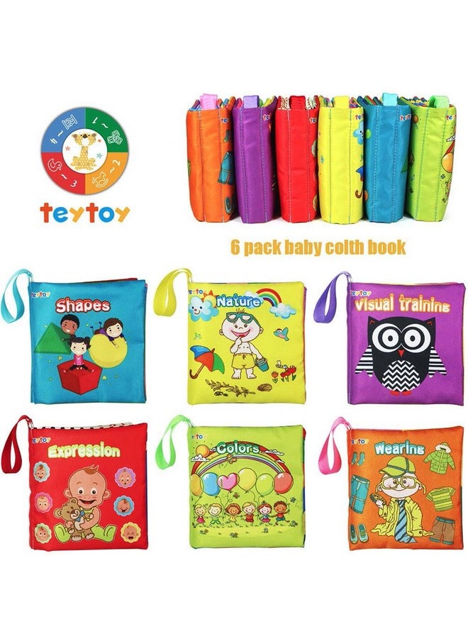 My First Soft Book, 6 Pcs Nontoxic Fabric Baby Cloth Books Early Education Toys Activity Crinkle Cloth Book For Toddler, Infants And Kids Perfect For Baby Shower (New Version)