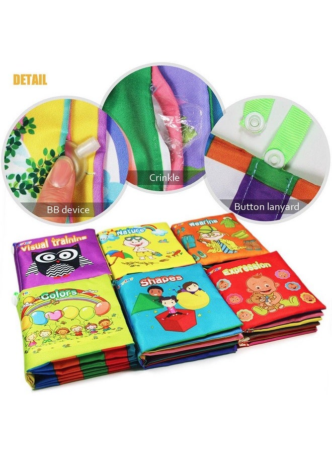 My First Soft Book, 6 Pcs Nontoxic Fabric Baby Cloth Books Early Education Toys Activity Crinkle Cloth Book For Toddler, Infants And Kids Perfect For Baby Shower (New Version)