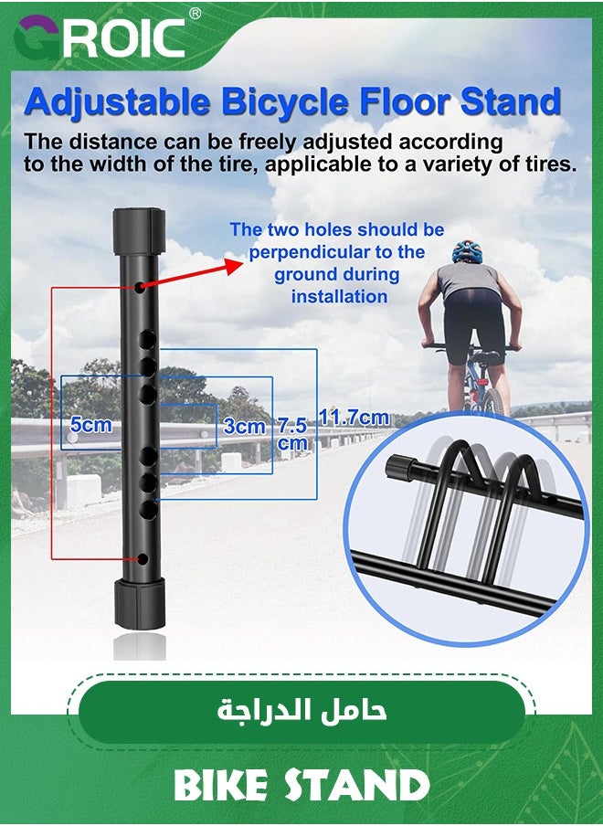 2 Bikes Floor Bike Stand,Bike Parking Rack,Bike Storage Stand,Bike Floor Stand,Bicycle Floor Parking Rack Stand for Mountain MTB Road Bike