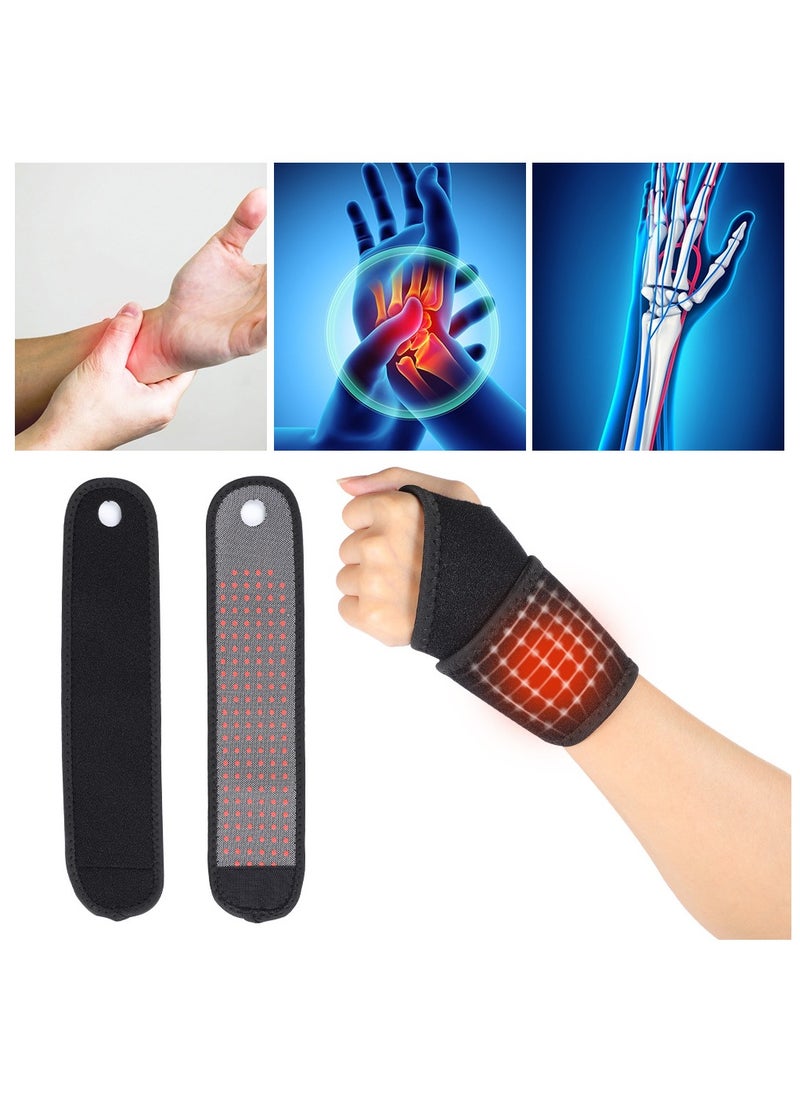 2 Pack Magnetic Therapy Wrist Support Brace/Carpal Tunnel/Wrist Brace/Hand Support/Wrist Wrap/Wrist Guard, Adjustable Wrist Support for Sport, Joint Pain Relief (Black)