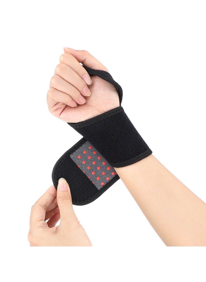 2 Pack Magnetic Therapy Wrist Support Brace/Carpal Tunnel/Wrist Brace/Hand Support/Wrist Wrap/Wrist Guard, Adjustable Wrist Support for Sport, Joint Pain Relief (Black)