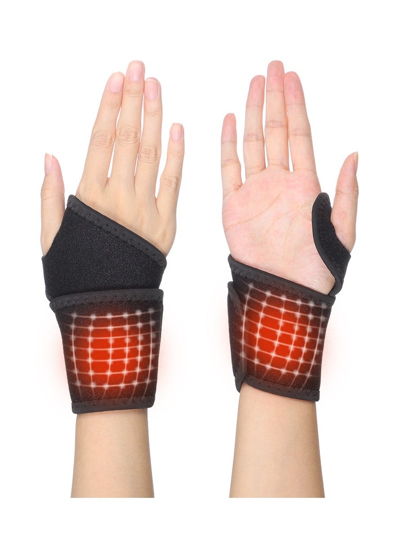 2 Pack Magnetic Therapy Wrist Support Brace/Carpal Tunnel/Wrist Brace/Hand Support/Wrist Wrap/Wrist Guard, Adjustable Wrist Support for Sport, Joint Pain Relief (Black)