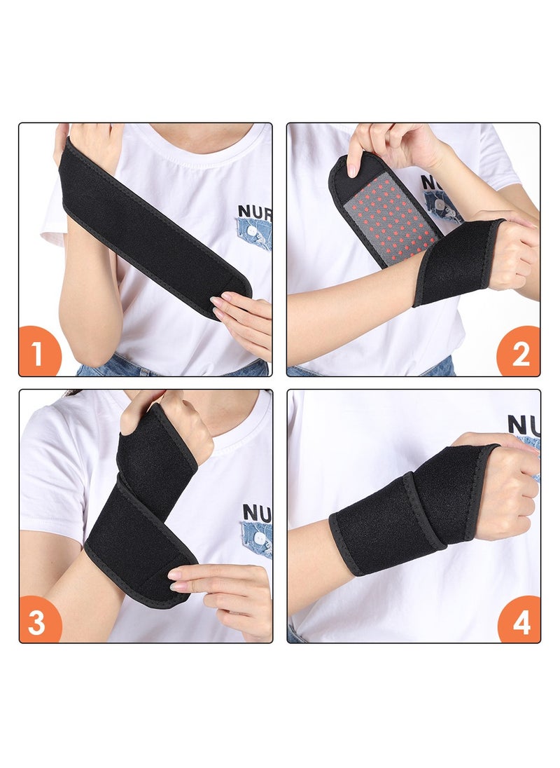 2 Pack Magnetic Therapy Wrist Support Brace/Carpal Tunnel/Wrist Brace/Hand Support/Wrist Wrap/Wrist Guard, Adjustable Wrist Support for Sport, Joint Pain Relief (Black)