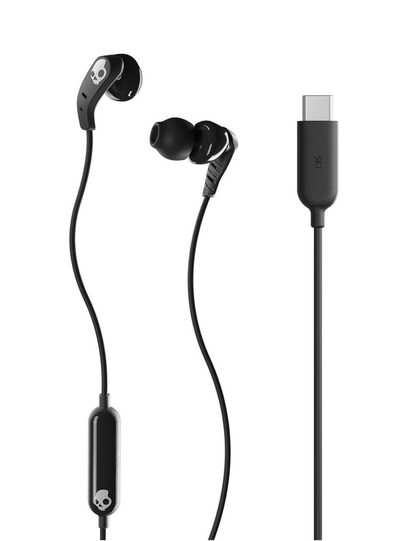 Set USB-C In-Ear Wired Sports Earbuds, with Microphone, Works with iPhone 15 (onwards), Android, and Laptop Black