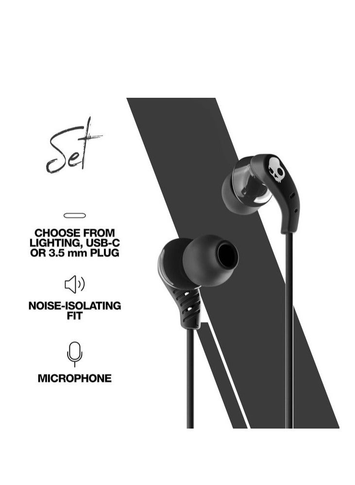Set USB-C In-Ear Wired Sports Earbuds, with Microphone, Works with iPhone 15 (onwards), Android, and Laptop Black