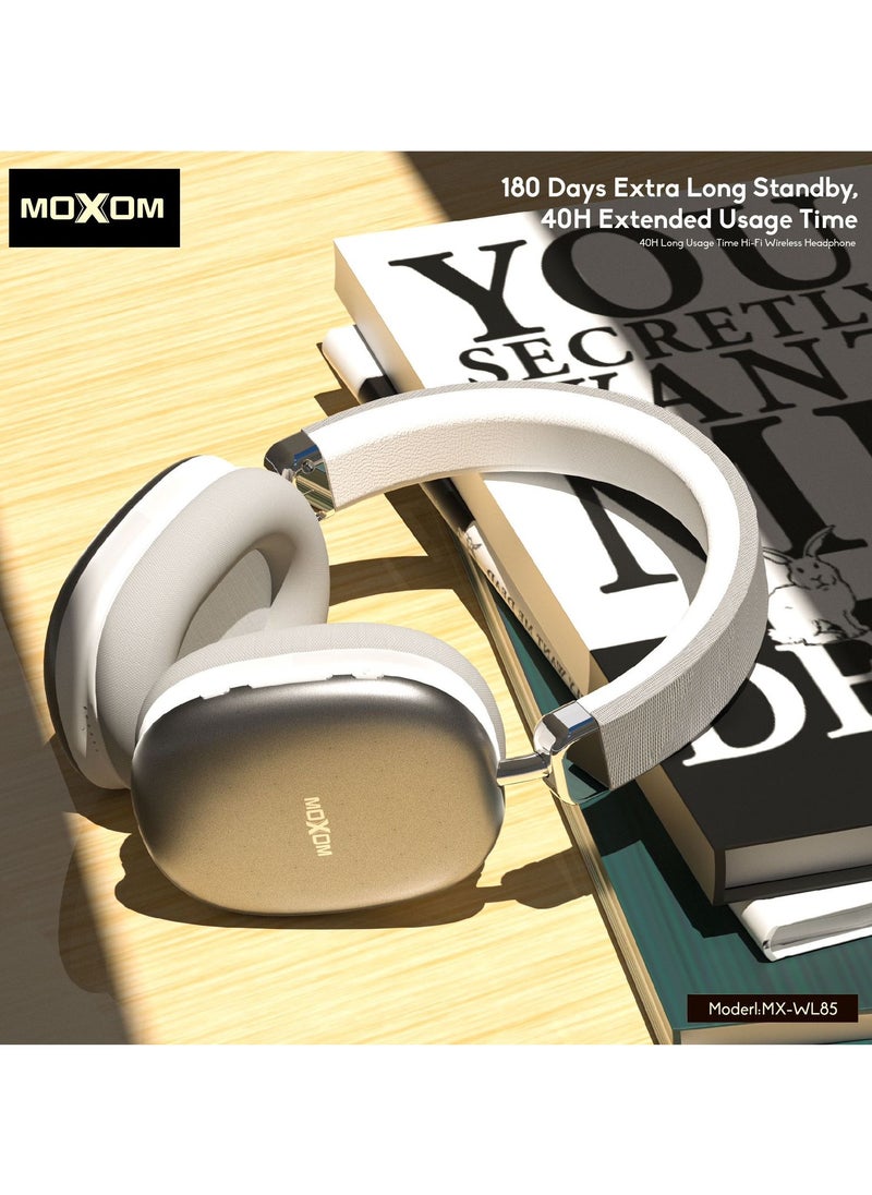 MX-WL85 Wireless On-Ear Headphones - Pure Bass - 40H Battery - Speed Charge - Fast Usb Type-C - Foldable Hi-Fi Audio