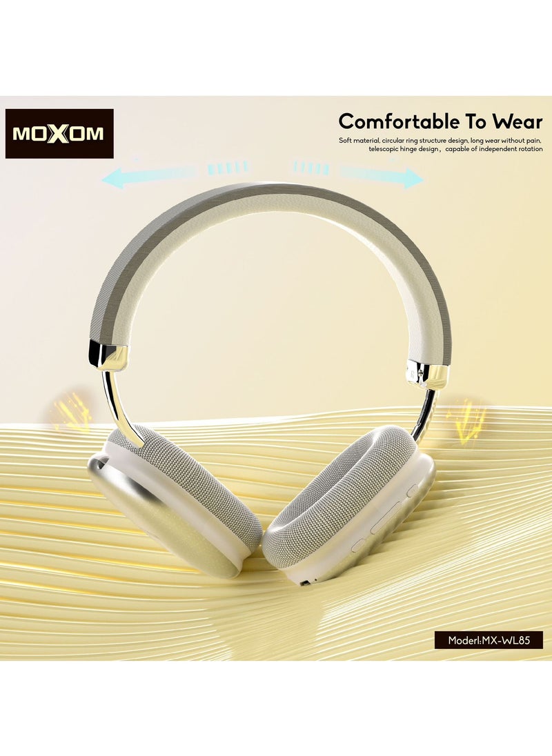 MX-WL85 Wireless On-Ear Headphones - Pure Bass - 40H Battery - Speed Charge - Fast Usb Type-C - Foldable Hi-Fi Audio