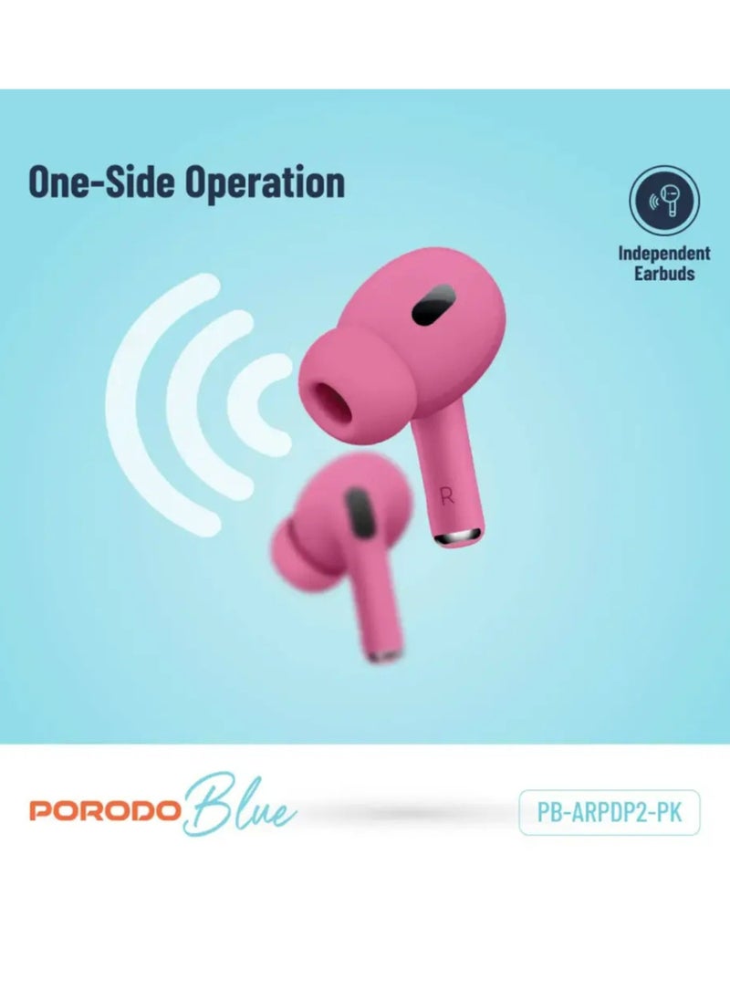 Blue Deep Bass Wireless Earbuds Pro 2 with Swipe Volume Pink