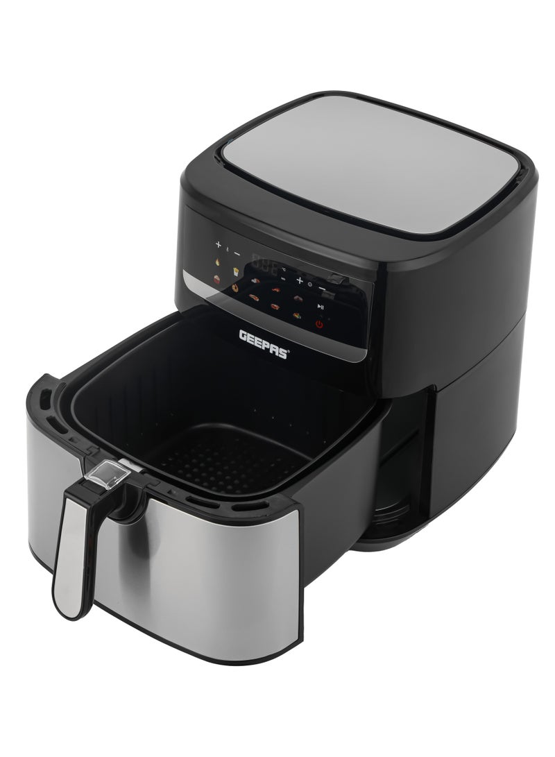 9.2 L Digital Air Fryer With Cake Tray, Brush, Tong & Baking Paper| 1800 W Vortex Technology, LED Display, 10 Preset Programs, Interior Lamp| For Fries, Steak, Chicken, Cake, Meat, Bread, etc | 2 Years Warranty 9.2 L 1800 W GAF37509 Black/Silver