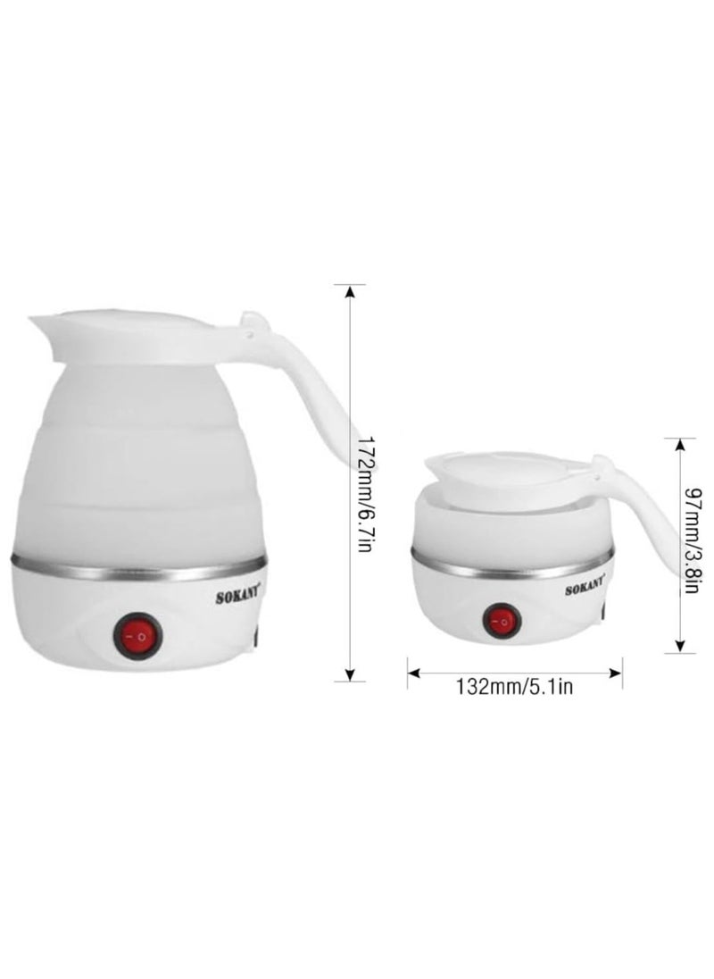 Portable Mini Folding Electric Kettle Suitable for Home Travel and Camping (UK White)