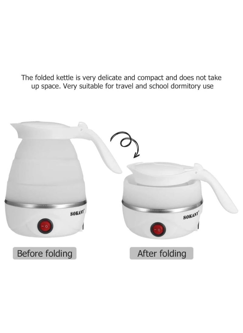 Portable Mini Folding Electric Kettle Suitable for Home Travel and Camping (UK White)