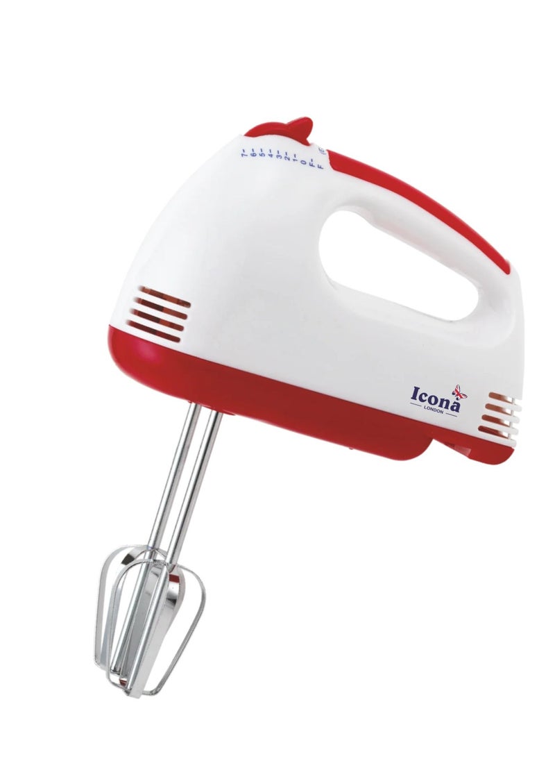 ICONA Hand Mixer Easy Mix-100W with 7 Speed Control, Detachable Beater & Whisk, In-Built Eject Knob, Stainless Steel Finish