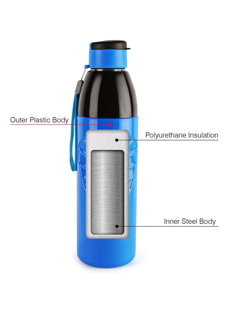 Puro Steel-X Zen 600ml, Blue Plastic Water Bottle, Set of 2, Ideal for Gym, Office, Travel