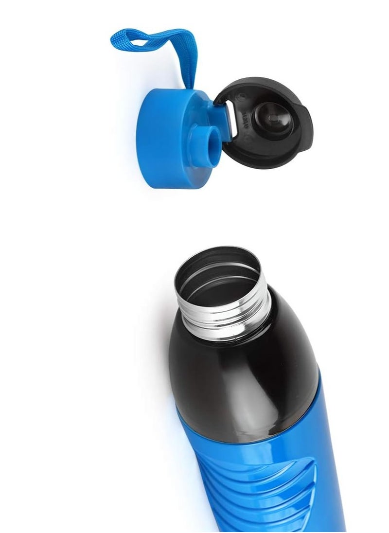 Puro Steel-X Zen 600ml, Blue Plastic Water Bottle, Set of 2, Ideal for Gym, Office, Travel
