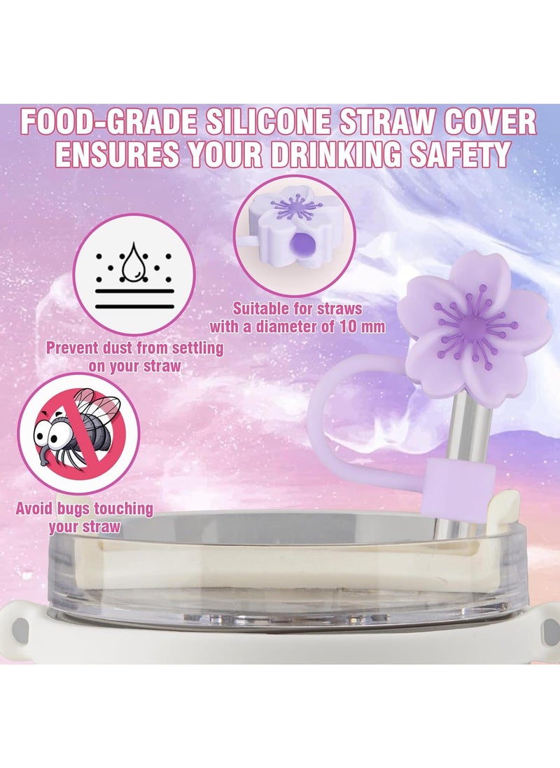 Compatible with Stanley Cup Accessories Set, Stanley Accessories 40 oz, Accesorios Stanley with Food-Grade Stanley Straw Cover, Stanley Tumbler Accessories Beautify Your Cup, Unique Gifts for WomenPurple/Gold