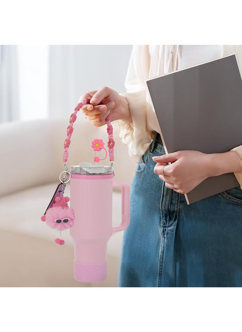 6PCS Use for  Cup Tumbler Accessories 40oz 30oz,Compatible with Stanley Cup Tumbler Water Bottle Handle Sling Strap for Carrying