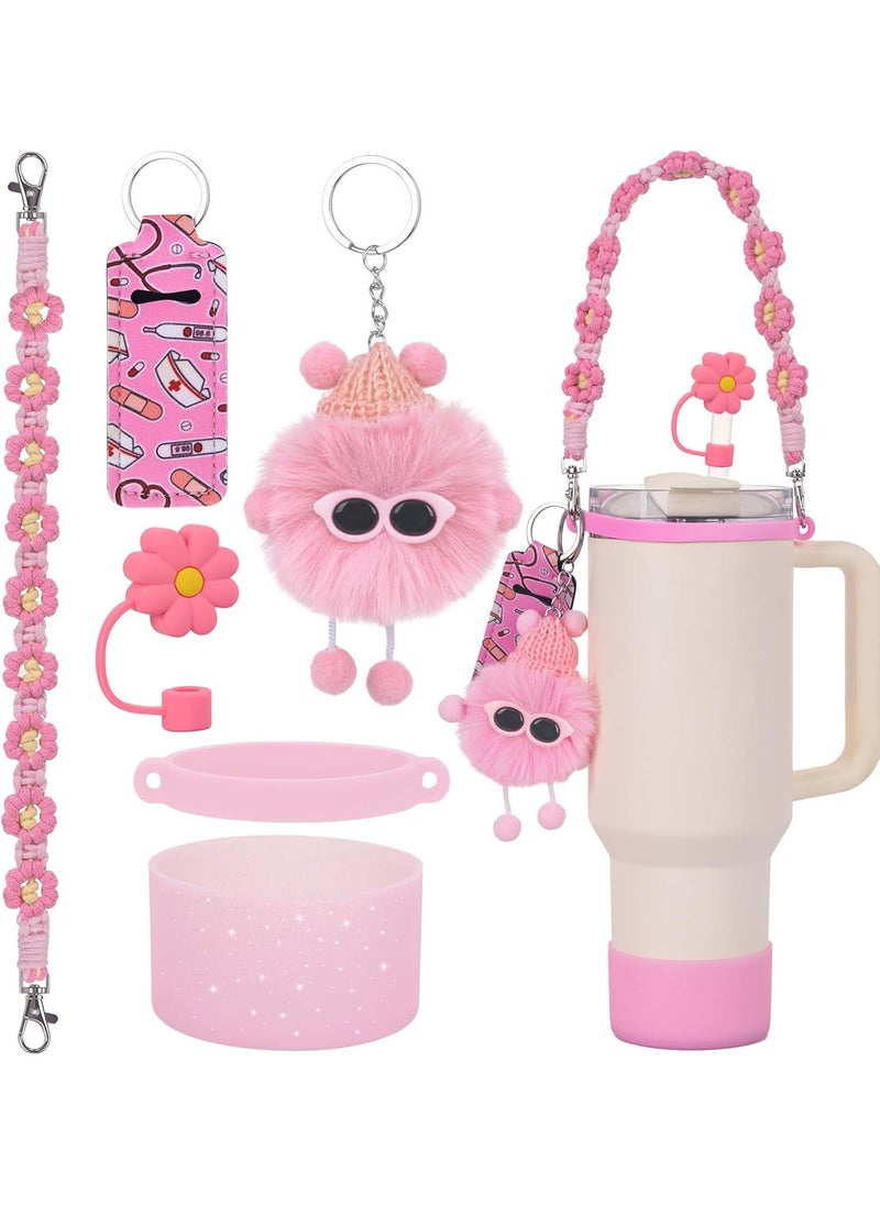 6PCS Use for  Cup Tumbler Accessories 40oz 30oz,Compatible with Stanley Cup Tumbler Water Bottle Handle Sling Strap for Carrying