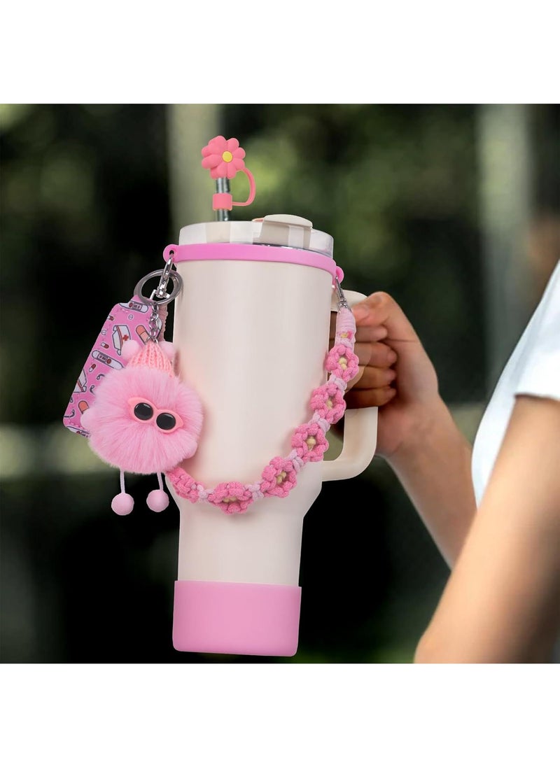 6PCS Use for  Cup Tumbler Accessories 40oz 30oz,Compatible with Stanley Cup Tumbler Water Bottle Handle Sling Strap for Carrying