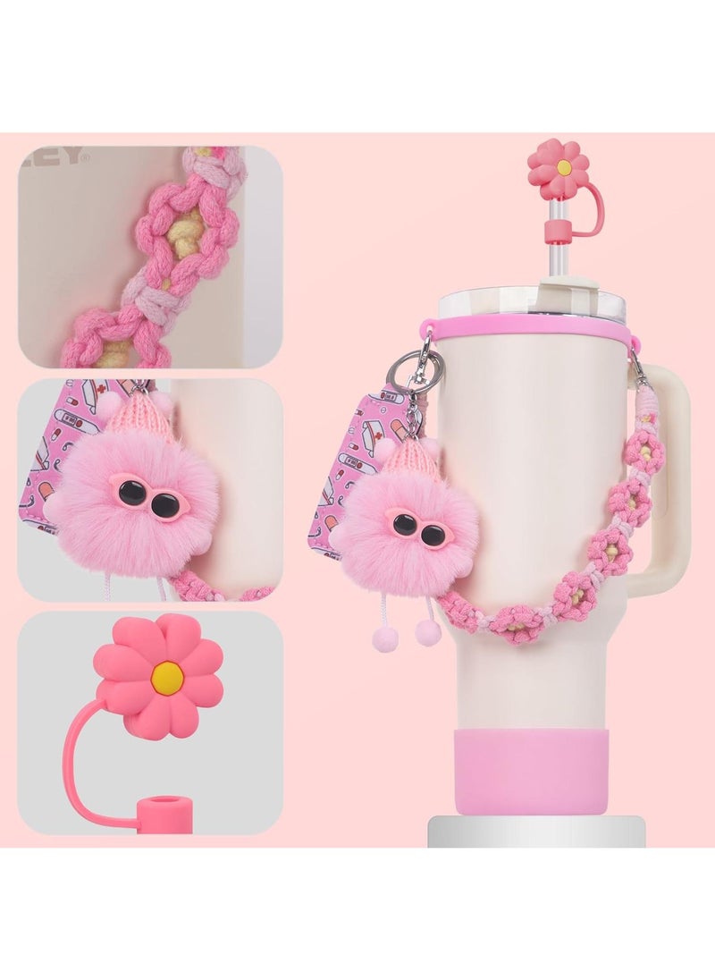 6PCS Use for  Cup Tumbler Accessories 40oz 30oz,Compatible with Stanley Cup Tumbler Water Bottle Handle Sling Strap for Carrying