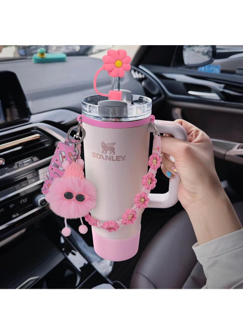 6PCS Use for  Cup Tumbler Accessories 40oz 30oz,Compatible with Stanley Cup Tumbler Water Bottle Handle Sling Strap for Carrying