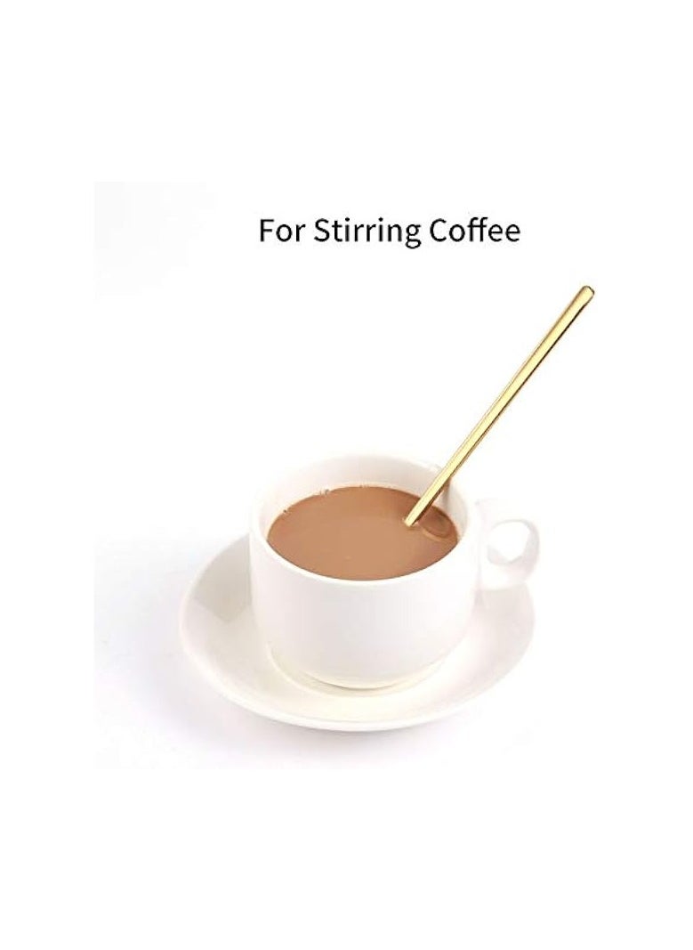 4 PCS 6.7 Inches Coffee Spoons, Stirring Spoons, Tea Spoons Long Handle, Gold Teaspoons, Gold Spoons, Ice Tea Spoons, Long Spoons for Stirring, Gold Espresso Spoons Stainless Steel