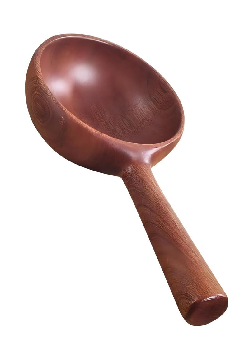 Long Handle Wooden Water Ladle Scoop Natural Wood Water Dipper Shampoo Rinser Cup Soup Ladle Multipurpose Water Scoop For Kitchen Bathroom Garden