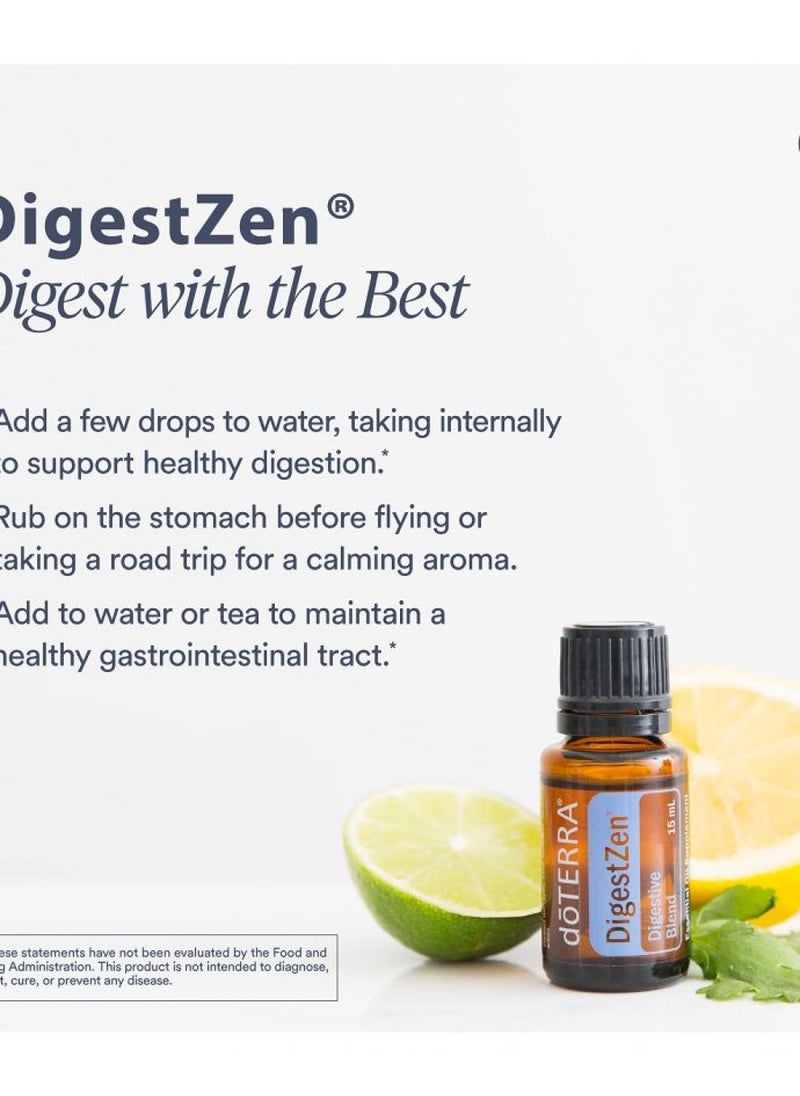 doTERRA DigestZen (15ml) - Essential Oil Digestive Blend with Peppermint, Ginger and Other Pure and Natural Oils - Safe and Effective Alternative to Help Reduce Gas, Indigestion and Upset Stomach