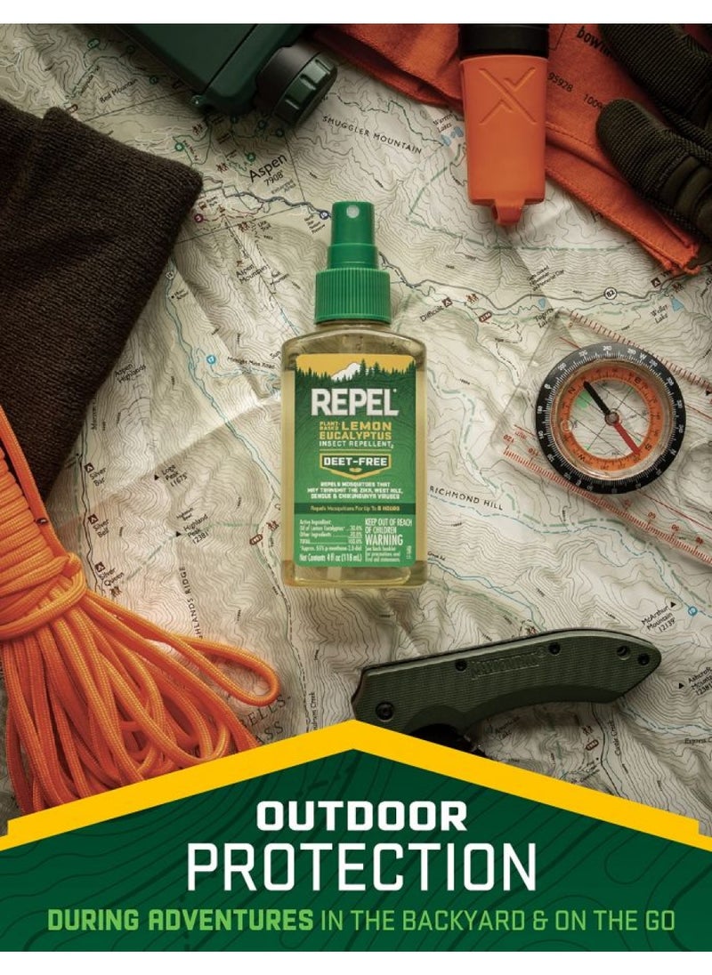 Repel Plant-Based Lemon Eucalyptus Insect Repellent, Mosquito Repellent, Pump Spray, 4 Ounce, (Pack of 2)