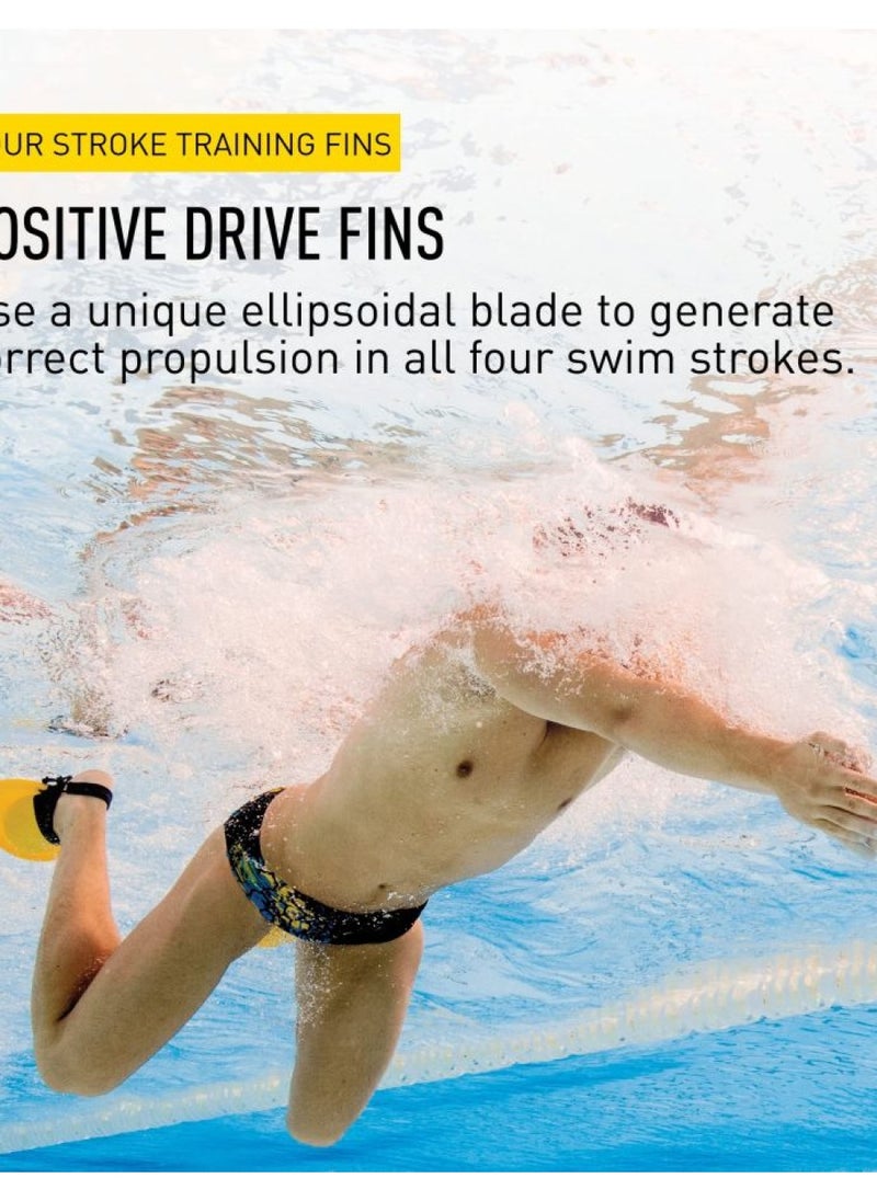 FINIS Positive Drive Swim Training Fins , Yellow, XX-Large