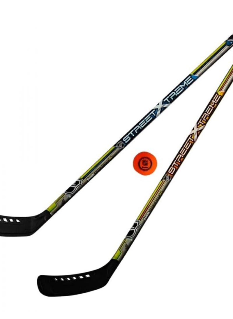 Franklin Sports NHL Kids Street Hockey Stick Set - Includes (2) Youth Street Hockey Sticks + (1) Outdoor Roller Hockey Ball - Perfect Hockey Starter Set for Kids