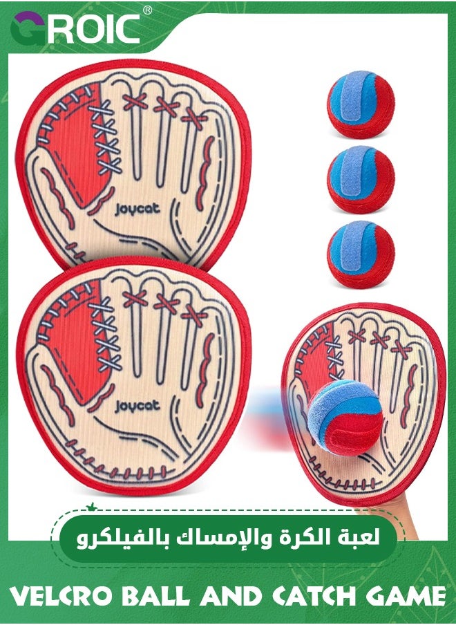 Kids Velcro Catching Balls Set,Toss and Catch Ball Game Set,Baseball Glove Sticky Mitt,Yard Games Beach Toys,Paddle Ball Family Backyard Games,Kids Outdoor Games Baseball Game