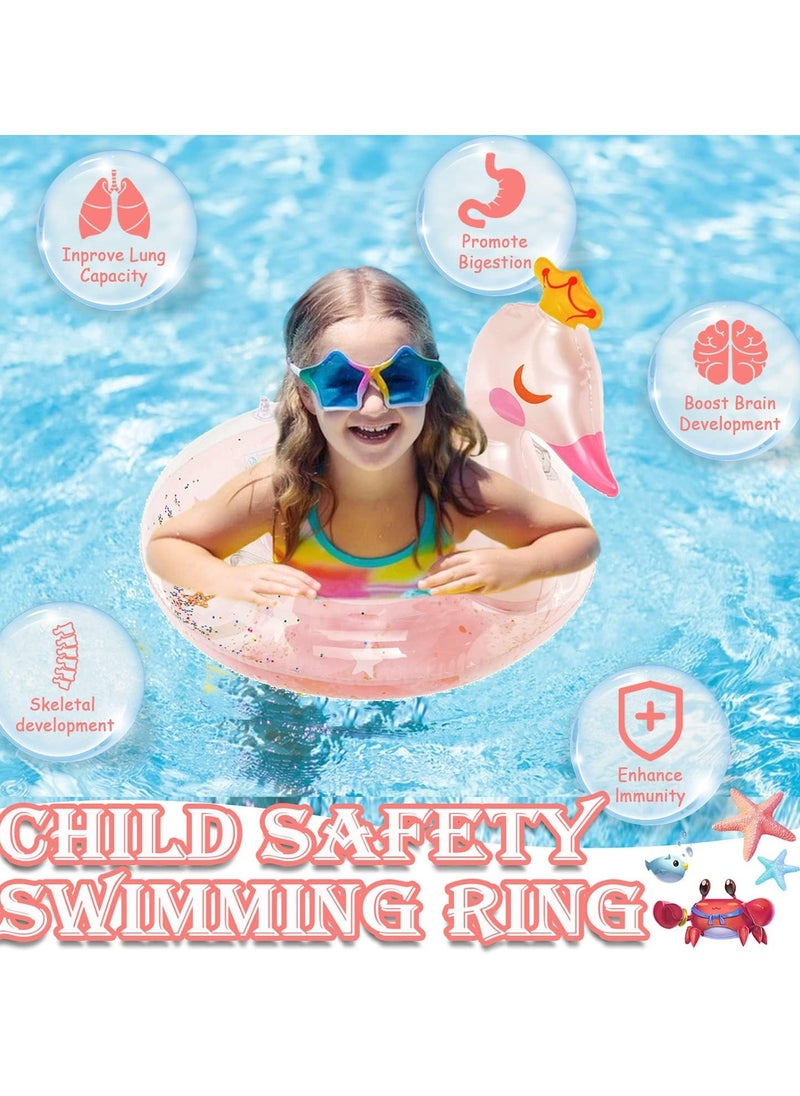 Baby Swimming Float for Kids, Inflatable Pool Float Swimming Ring with Safety Seat and Handle Swan Fun Water Toy Accessories for Age 1 4 Year Old Baby Boys Girls Summer