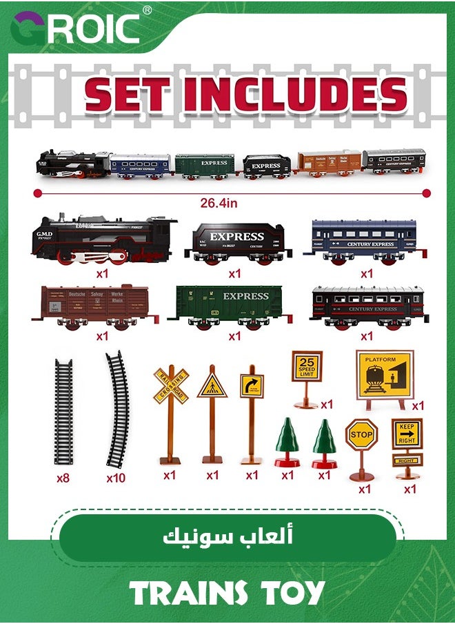 Train Set for Kids,Locomotive Train,Passenger Coach,Cargo Car & Long Tracks,Electric Train Railway Kits,Rechargeable Battery Toy Train