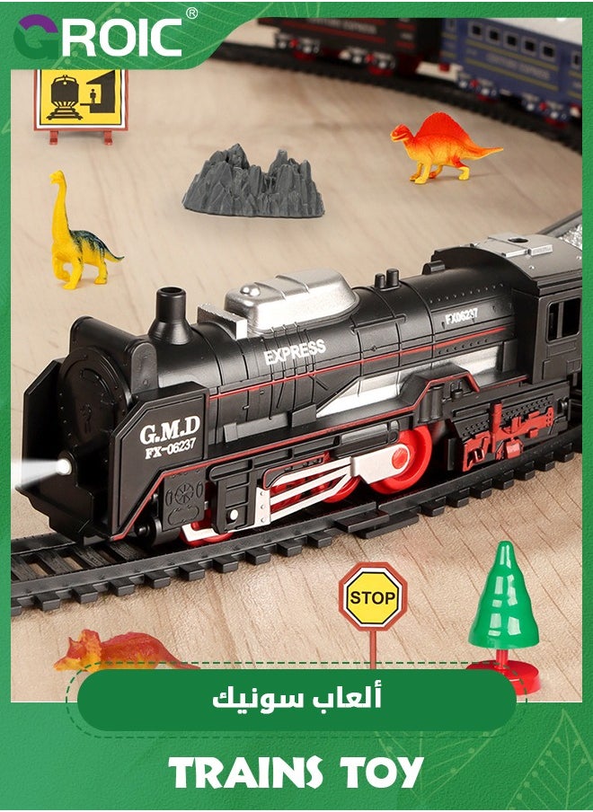 Train Set for Kids,Locomotive Train,Passenger Coach,Cargo Car & Long Tracks,Electric Train Railway Kits,Rechargeable Battery Toy Train