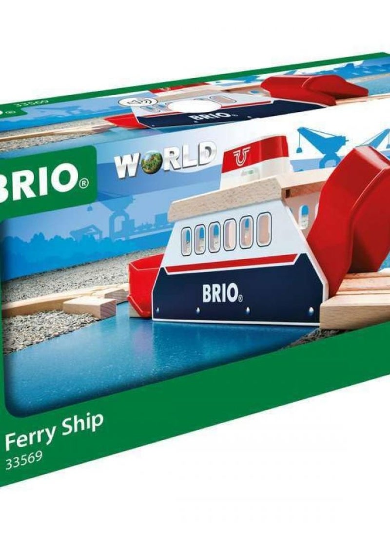 BRIO World 33569 - Ferry Ship - 3 Piece Wooden Toy Train Accessory for Kids Ages 3 and Up