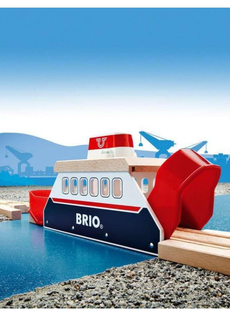 BRIO World 33569 - Ferry Ship - 3 Piece Wooden Toy Train Accessory for Kids Ages 3 and Up