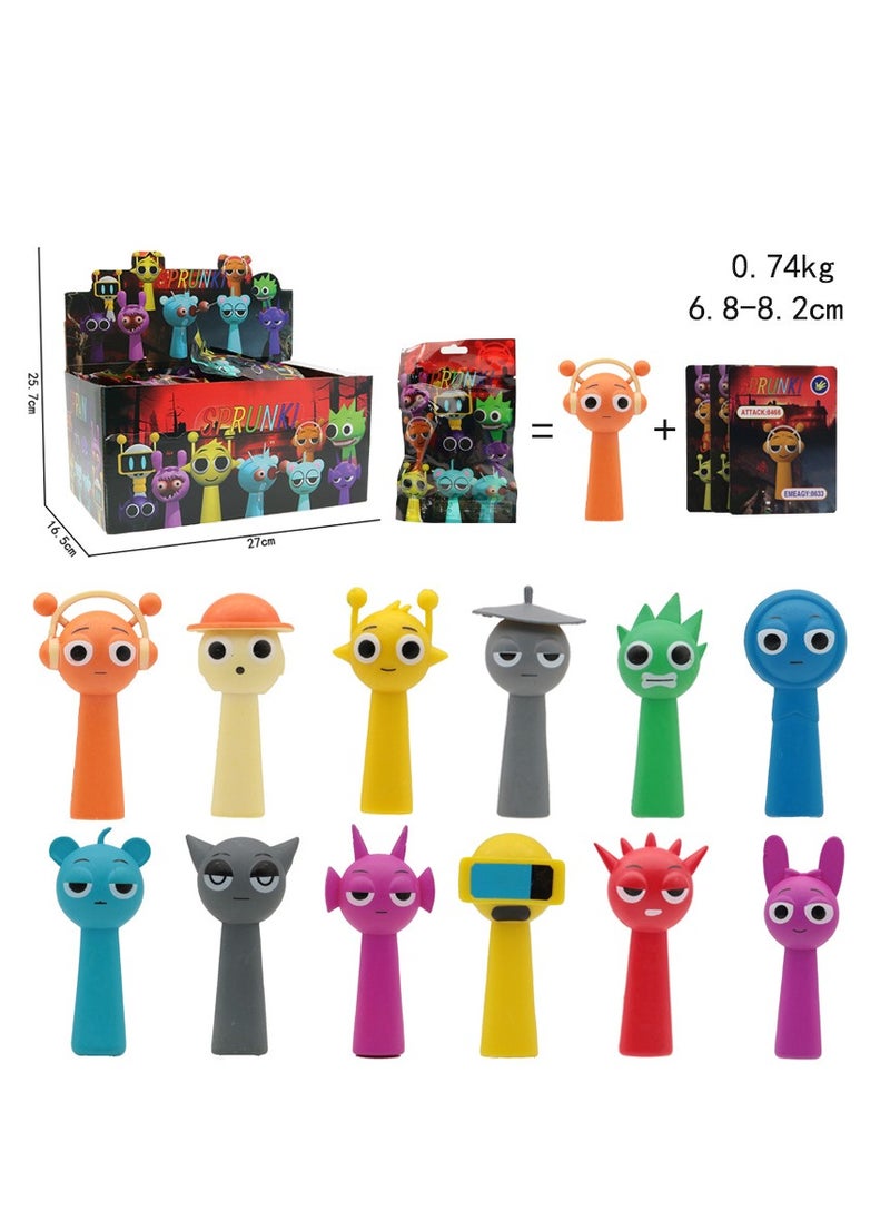 24Pcs Incredibox Sprunki Doll Random Doll Peripheral Game Doll Model Decoration Blind Box Card