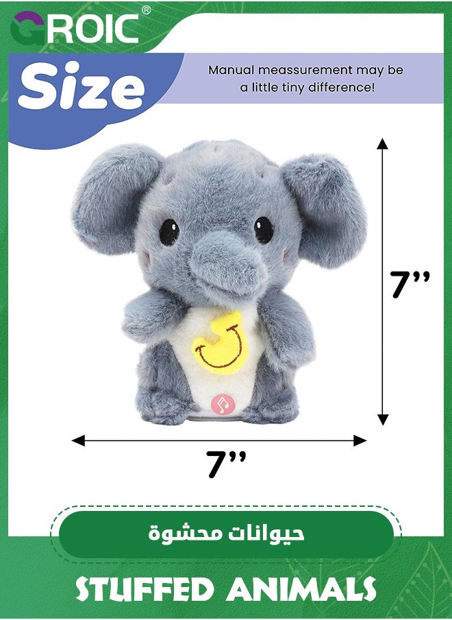 Talking Elephant Repeats What You Say Light up Nodding Electric Speaking Interactive Animated Toy with USB Charger Gift for Toddlers,Elephant Stuffed Animal Toy