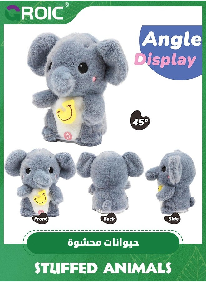 Talking Elephant Repeats What You Say Light up Nodding Electric Speaking Interactive Animated Toy with USB Charger Gift for Toddlers,Elephant Stuffed Animal Toy