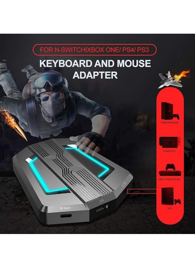 Keyboard/Mouse Adapter Portable Mice Converter for N-Switch PS4 PS3 Xbox One 360 with Four-Color Breathing Light