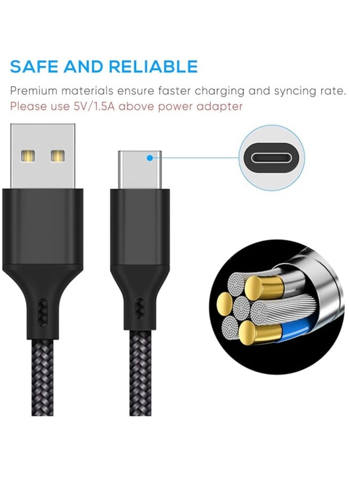 Charger Charging Cable for PS5 Controller,for Xbox Series X,for Xbox Series S,for Nintendo Switch Controller,2 Pack 10FT Replacement USB C Cord Nylon Braided Type-C Ports Accessories Kit,Black