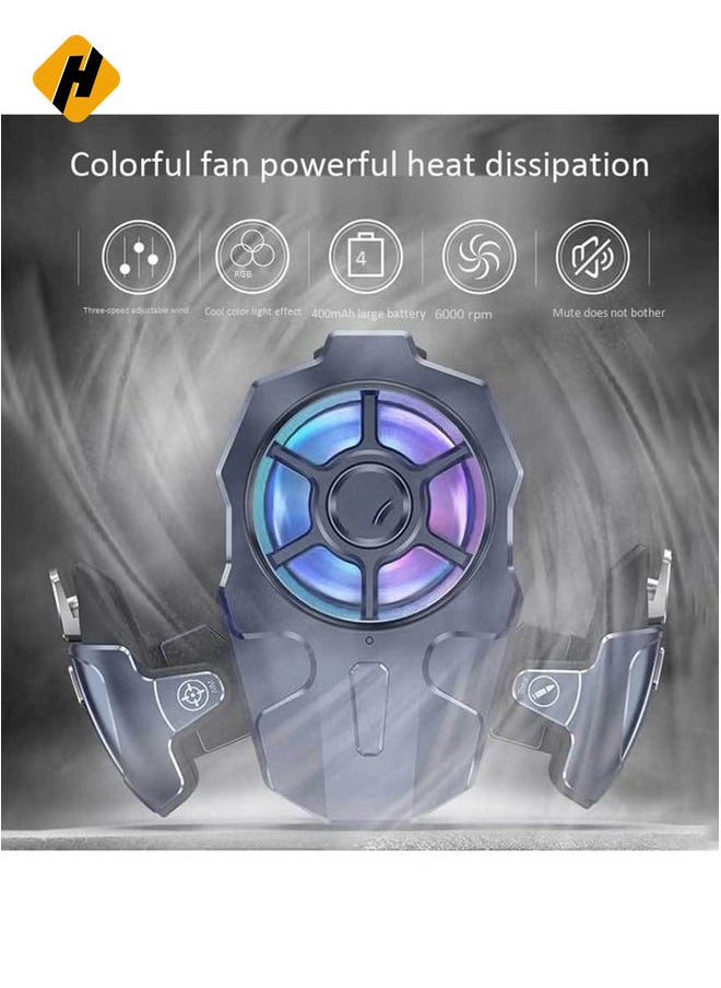 AK03 Mobile Game Controller with Fan Cooler for PUBG - Joystick Trigger for iOS & Android