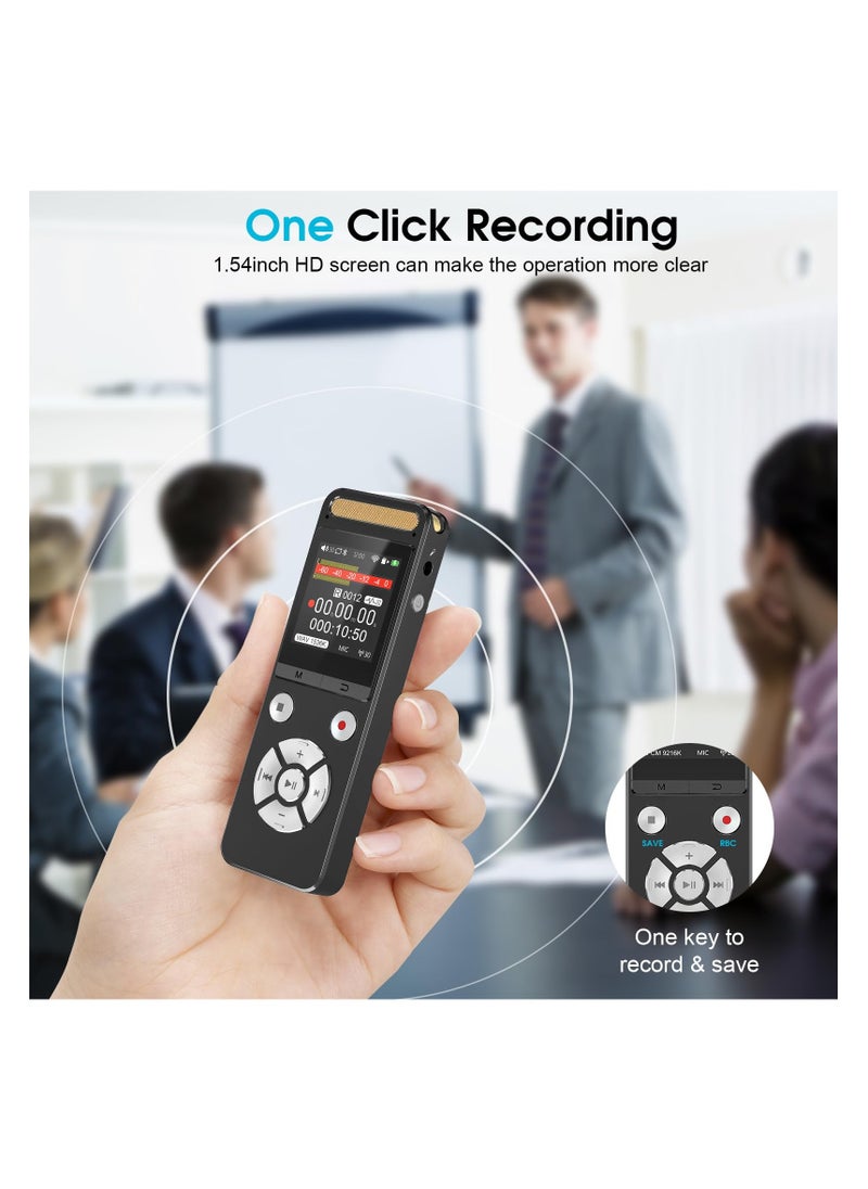 64GB Digital Voice Recorder with 9216Kbps HD Recording, Noise Reduction, Voice Activation, and Playback - Portable Audio Recorder for Lectures, Meetings, Interviews & Music