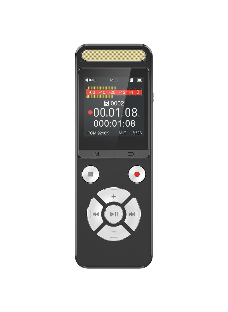 64GB Digital Voice Recorder with 9216Kbps HD Recording, Noise Reduction, Voice Activation, and Playback - Portable Audio Recorder for Lectures, Meetings, Interviews & Music